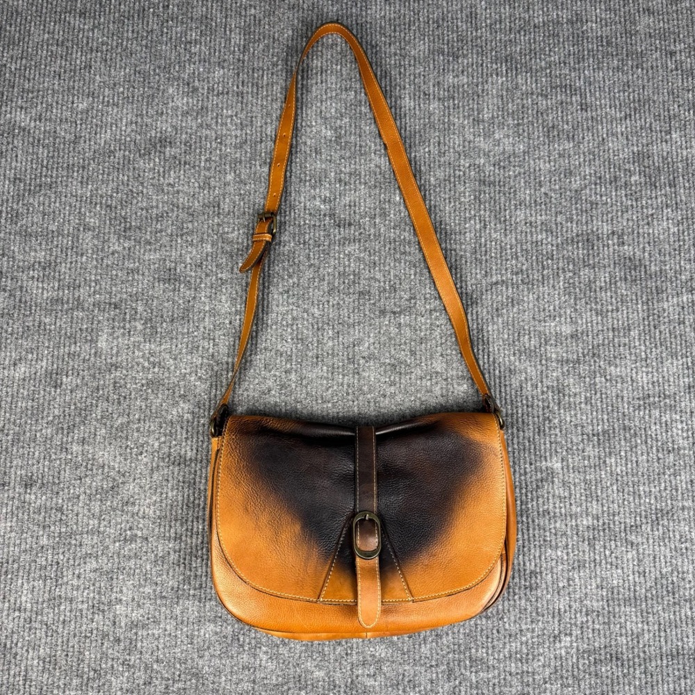 Patricia Nash Sorano Saddle Bag Womens Italian Leather Tan Brown Ombre Crossbody